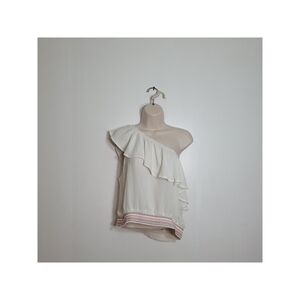 Candie's White One-Shoulder Ruffle Embroidered Crop Top Size XL
